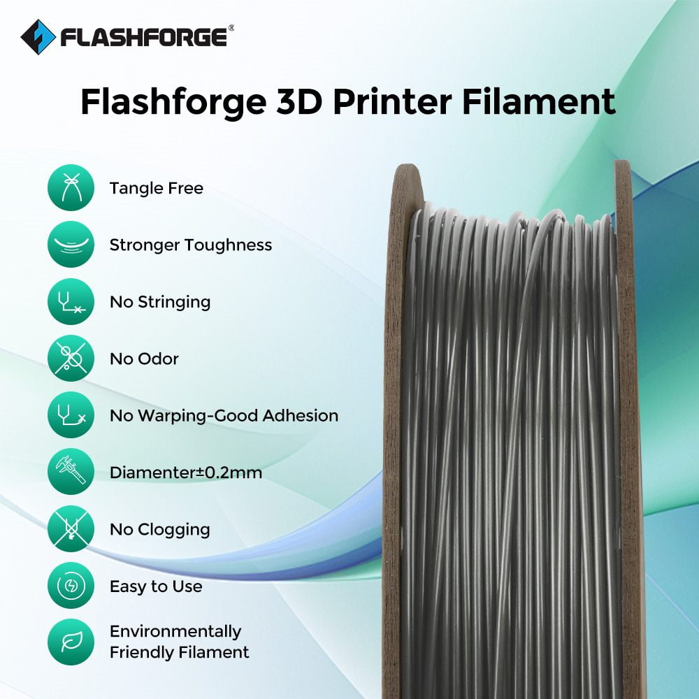 Flashforge PETG Filament 1.75mm, 1KG/2.2lbs PETG 3D Printer Filament, Black