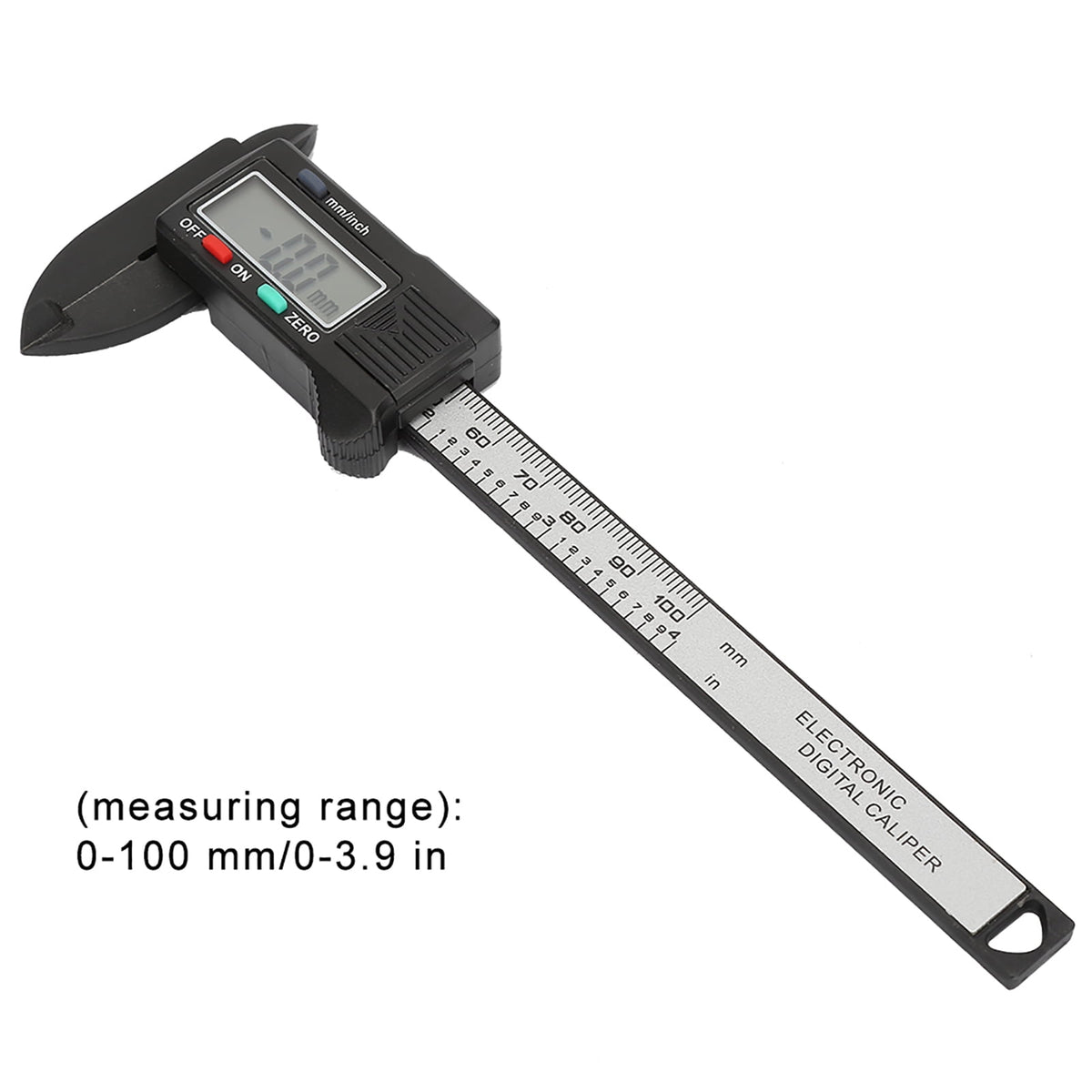 M Buder Practical 100 mm / 4 in Electronic Digital Vernier Caliper Measuring Tool With Large LCD Screen Display, Carbon Fiber Plastic, 0.1mm Resolution, Perfect For DIY & Jewelry (Without Battery)