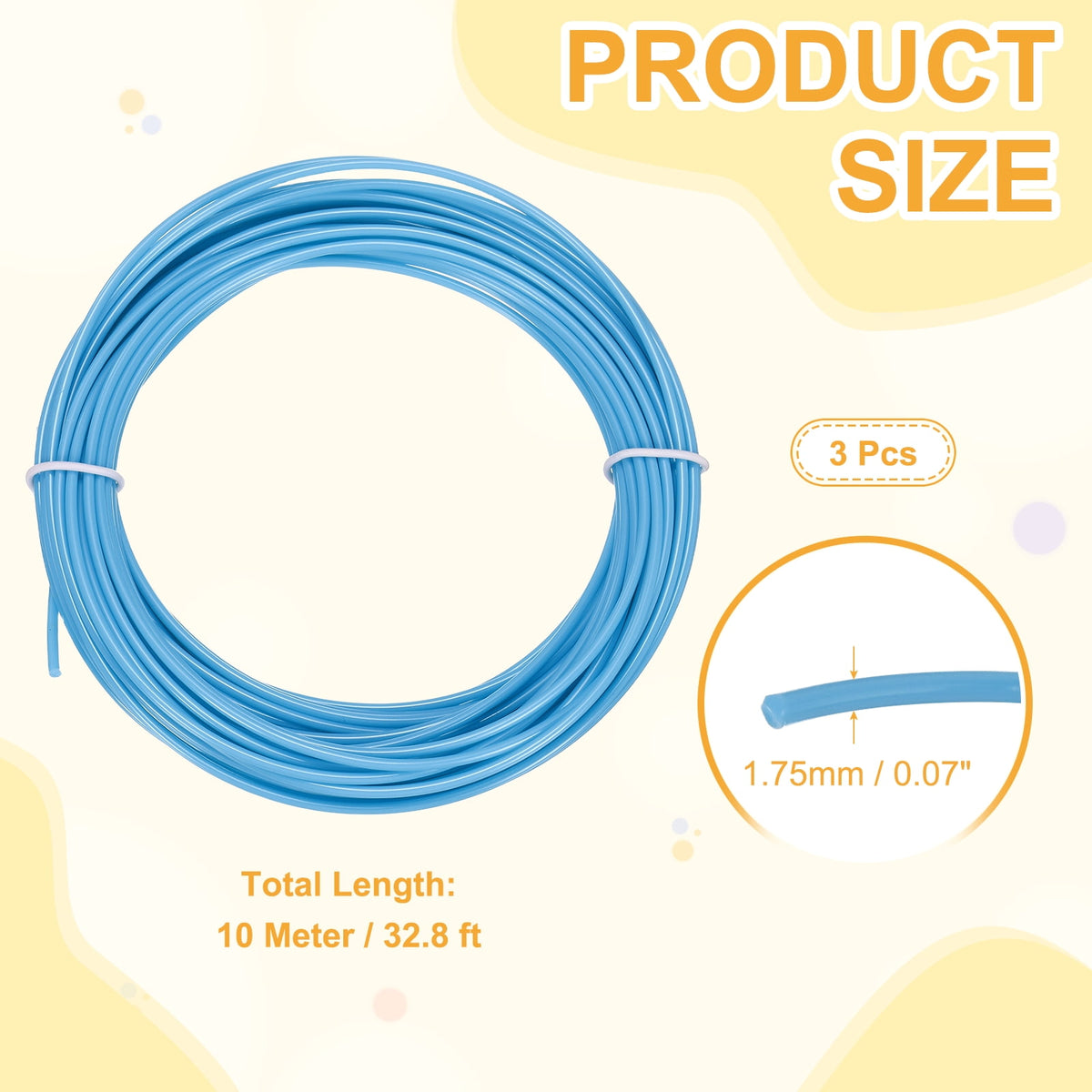 Uxcell 3D Pen Filament 3Pcs 1.75mm Total Length 196.8 Feet Blue PLA, 3D Pen Filament Refills Low Warping, for Creating Pictures Printed Model Printing Pen