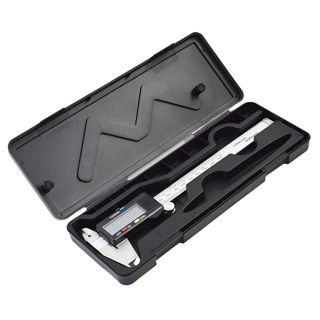 0-6 inch LCD Electronic Digital Vernier Caliper Stainless Steel Fraction inch Millimeter Conversion Micrometer Gauge for Length Width Depth Inner Diameter Outer Diameter