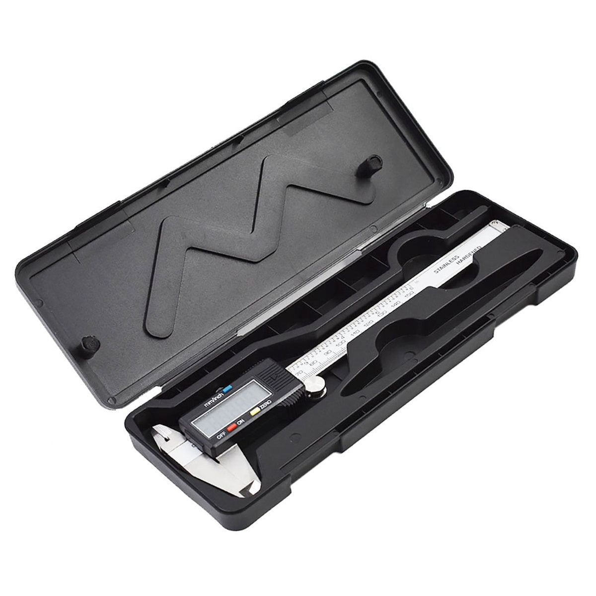 0-6 inch LCD Electronic Digital Vernier Caliper Stainless Steel Fraction inch Millimeter Conversion Micrometer Gauge for Length Width Depth Inner Diameter Outer Diameter