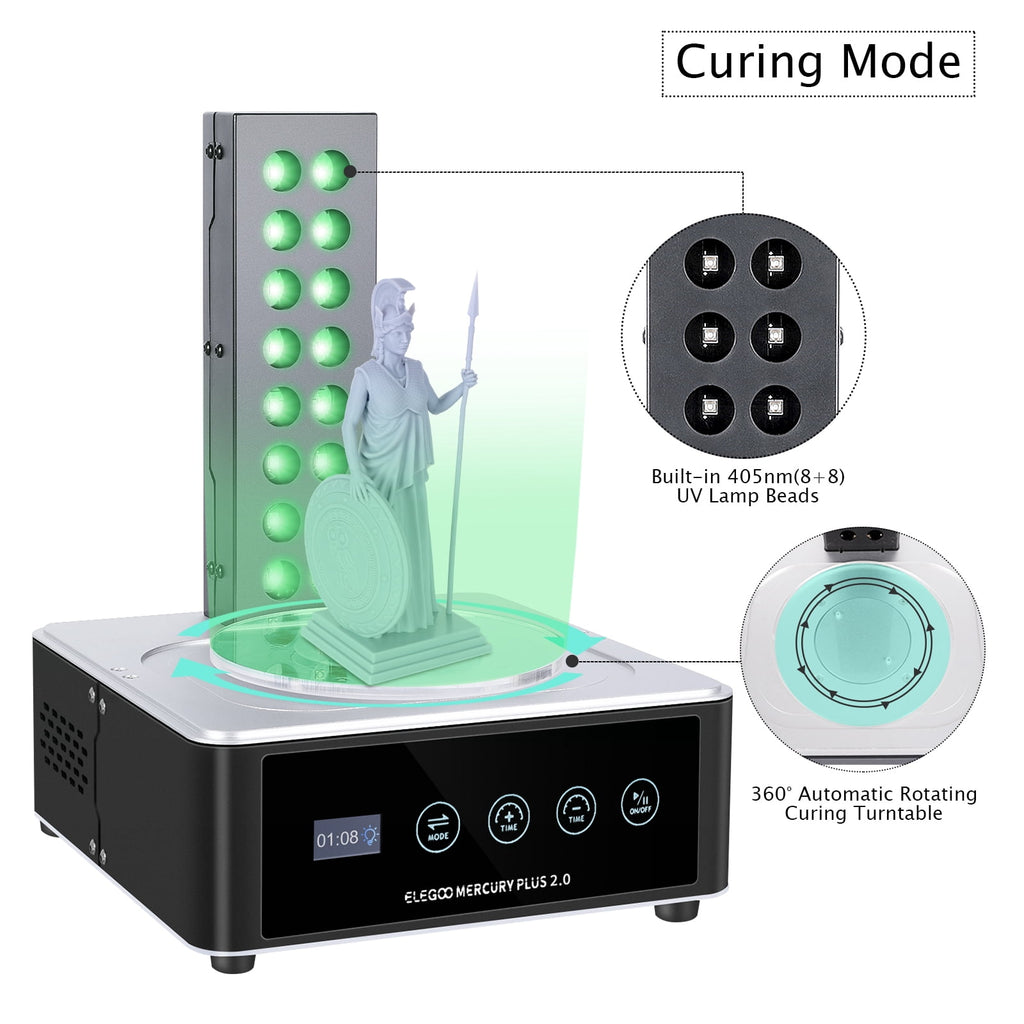 ELEGOO Mercury XS Bundle with Separate Washing and Curing Station for Resin 3D Printed Models Yellow