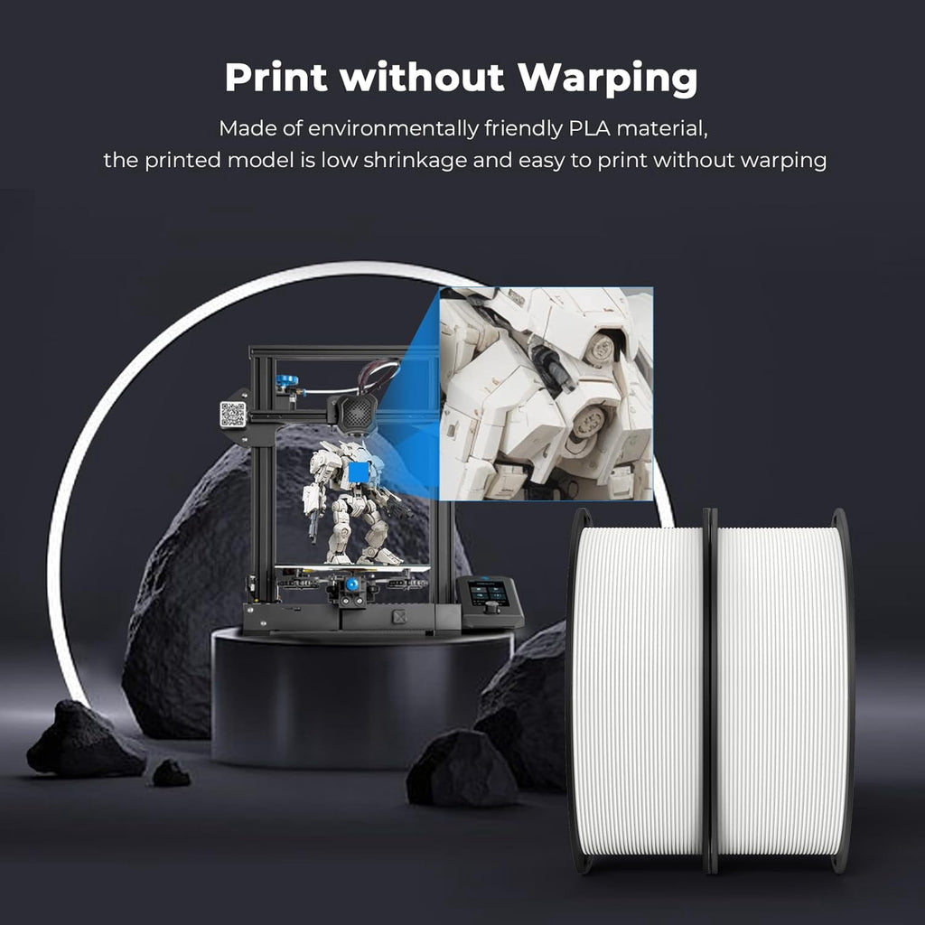 2-Pack Creality 3D Printer Filament, 1.75mm PLA Filament Bundle 2kg for 3D Printing, Ender PLA Filament No-Tangling, Strong Bonding & Overhang Performance, Accuracy +/- 0.02mm, Black & White