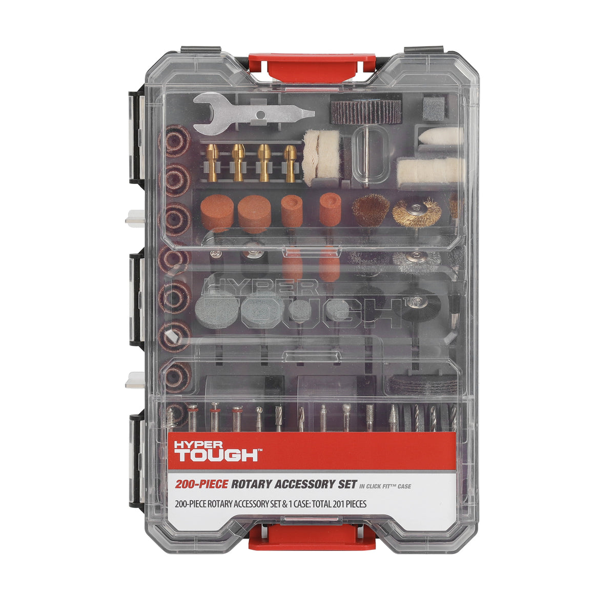 Hyper Tough 200-Piece Universal Rotary Accessory Kit in Click Fit Case