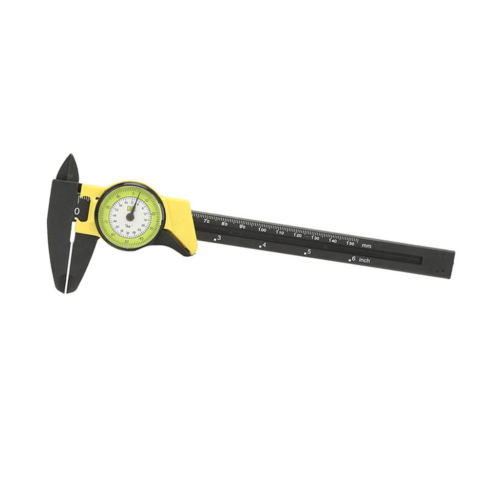 0-150mm Plastic Dial Vernier Caliper Ruler Gauge Roofessional Measure Tool (Yellow)