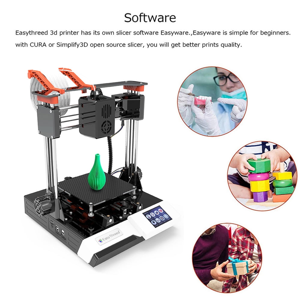 EasyThreed K6 3D Printer for Kids and Beginners, Desktop FDM 3D Printer with 2.4'' Touchscreen Control, 10m PLA Filament, Quick Assembly, Print Size 3.94x3.94x3.94in