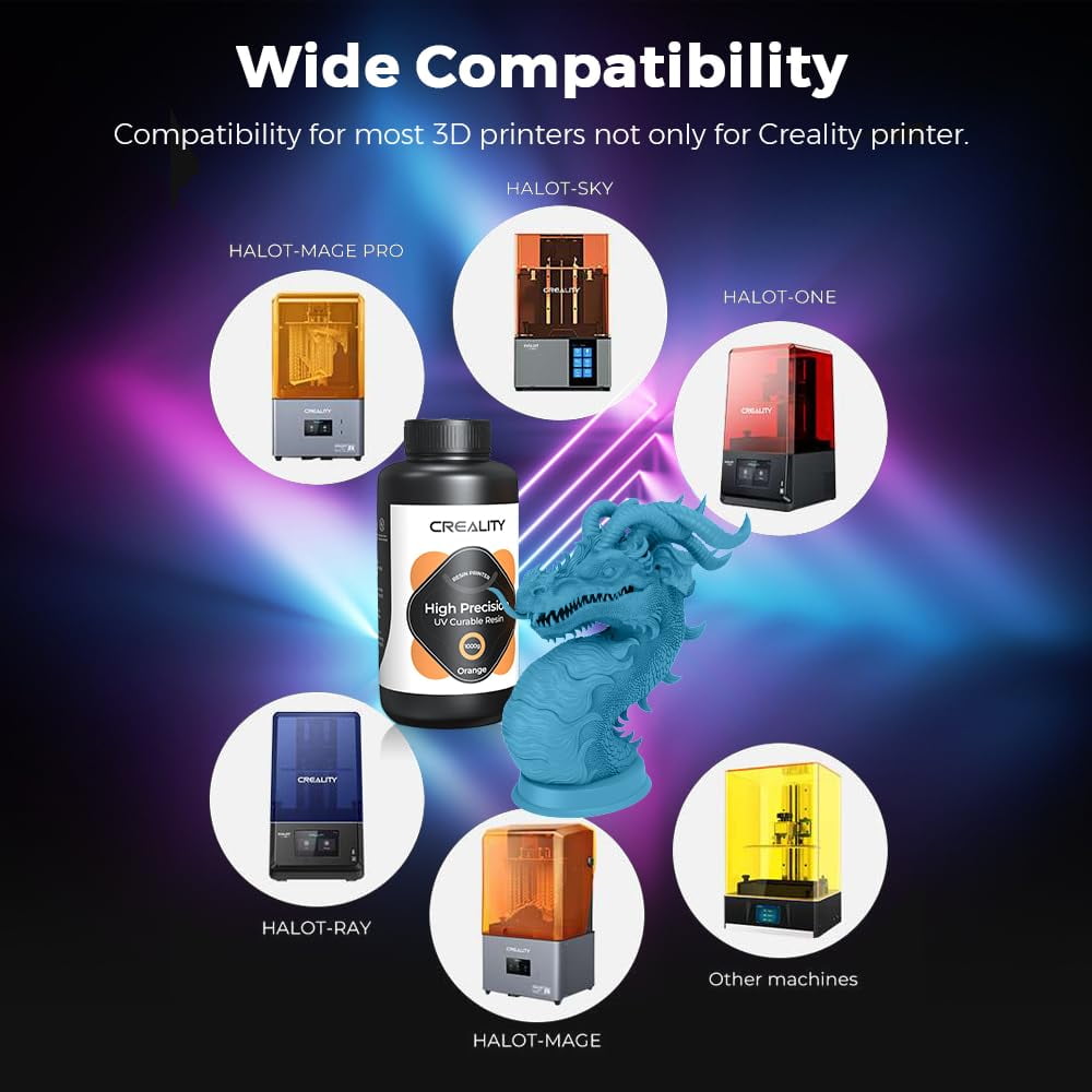 Official 8K 3D Printer Resin，1kg High Precision 405nm UV-Curing Resin Low Shrinkage, Excellent Fluidity Standard Photopolymer Resin for LCD DPL 3D Printing, Blue