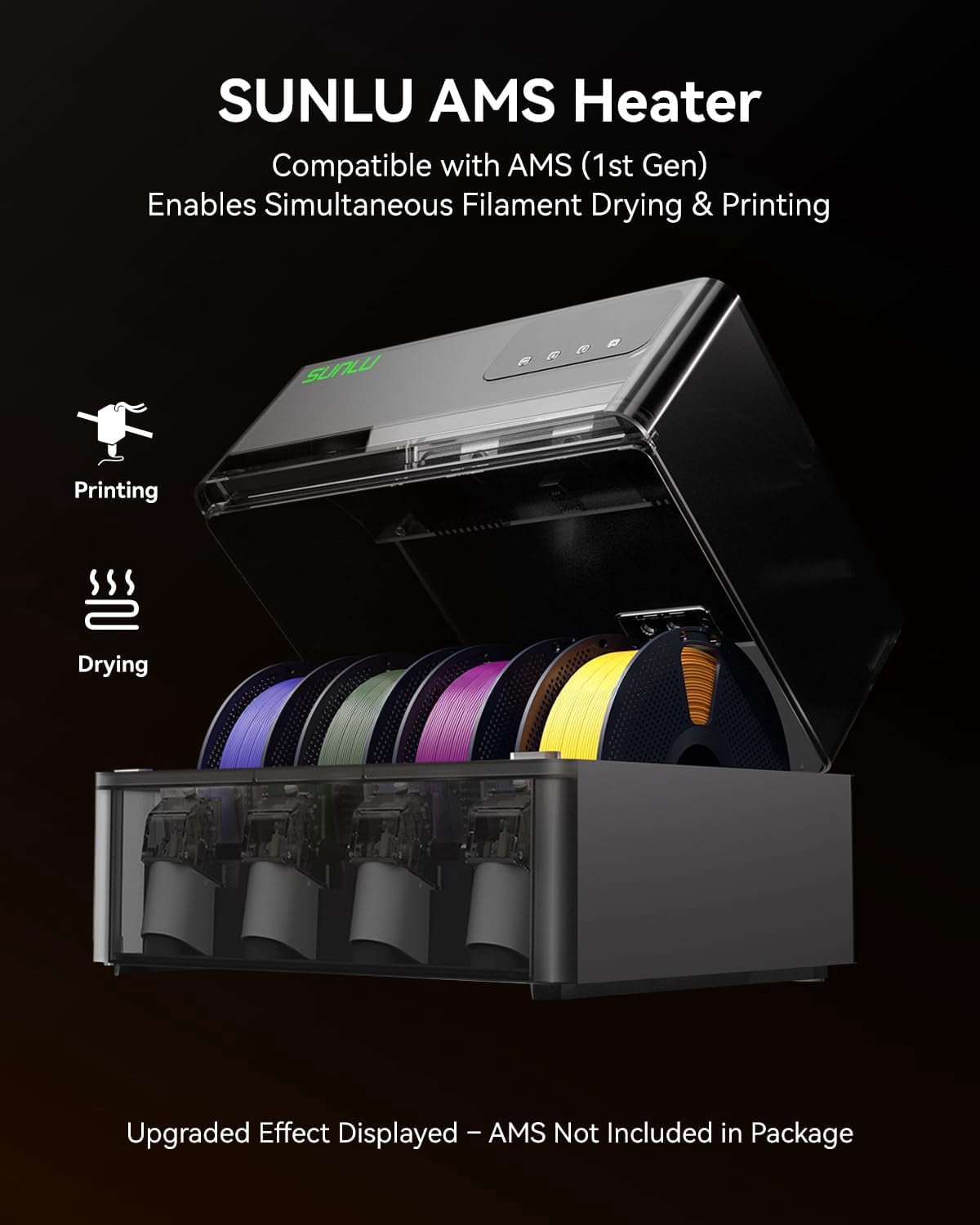 SUNLU AMS Heater, Filament Dryer Box for Bambu Lab AMS, Enables Drying while Printing,Easy to Use (AMS Not Included)