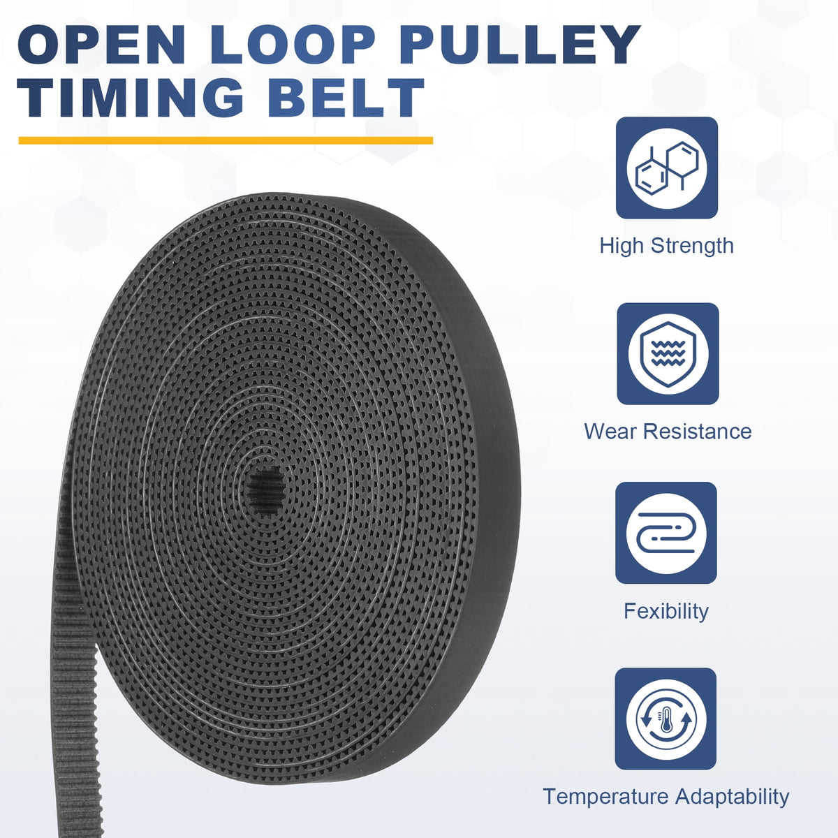 Uxcell Dustproof Rubber 2GT Timing Belt 10x5000mm 2mm Pitch 1.5mm Thick Black Open Loop Pulley Timing Belt for 3D Printer