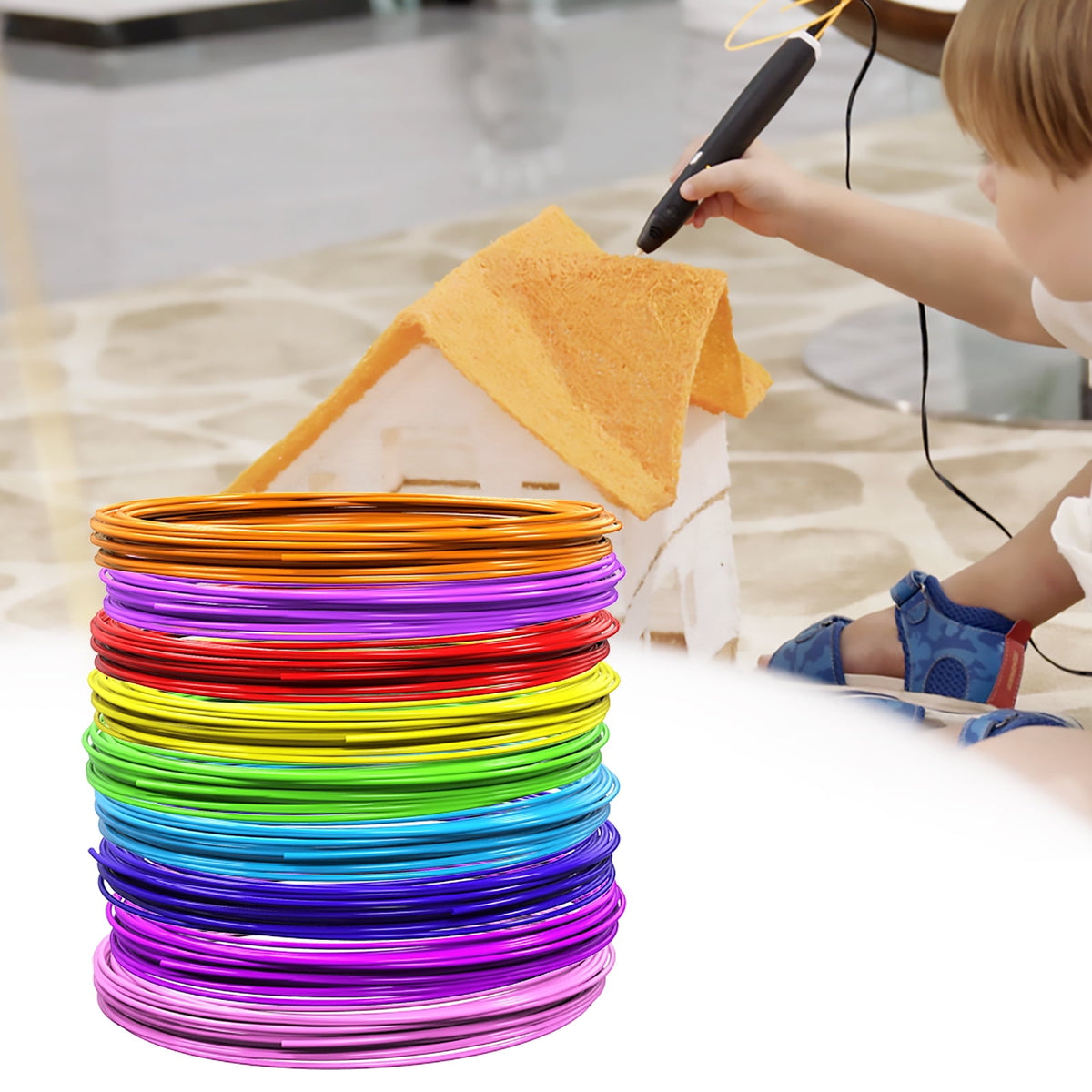 3D Pen PLA Filament Refills, 20 Colors Support for All 1.75mm 3D Printer / 3D Pen, 10 Feet Each Color, Total 200Ft 3D Printing Material (3M Each Color)
